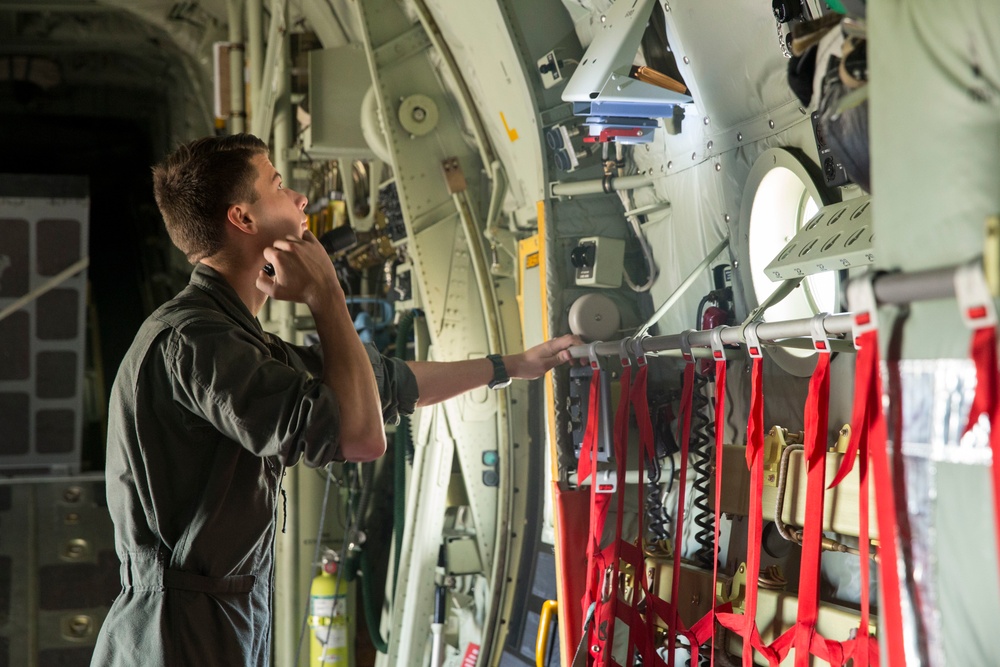 Marines of VMGR-234 deliver fuel and food to a FARP in Marathon, Florida