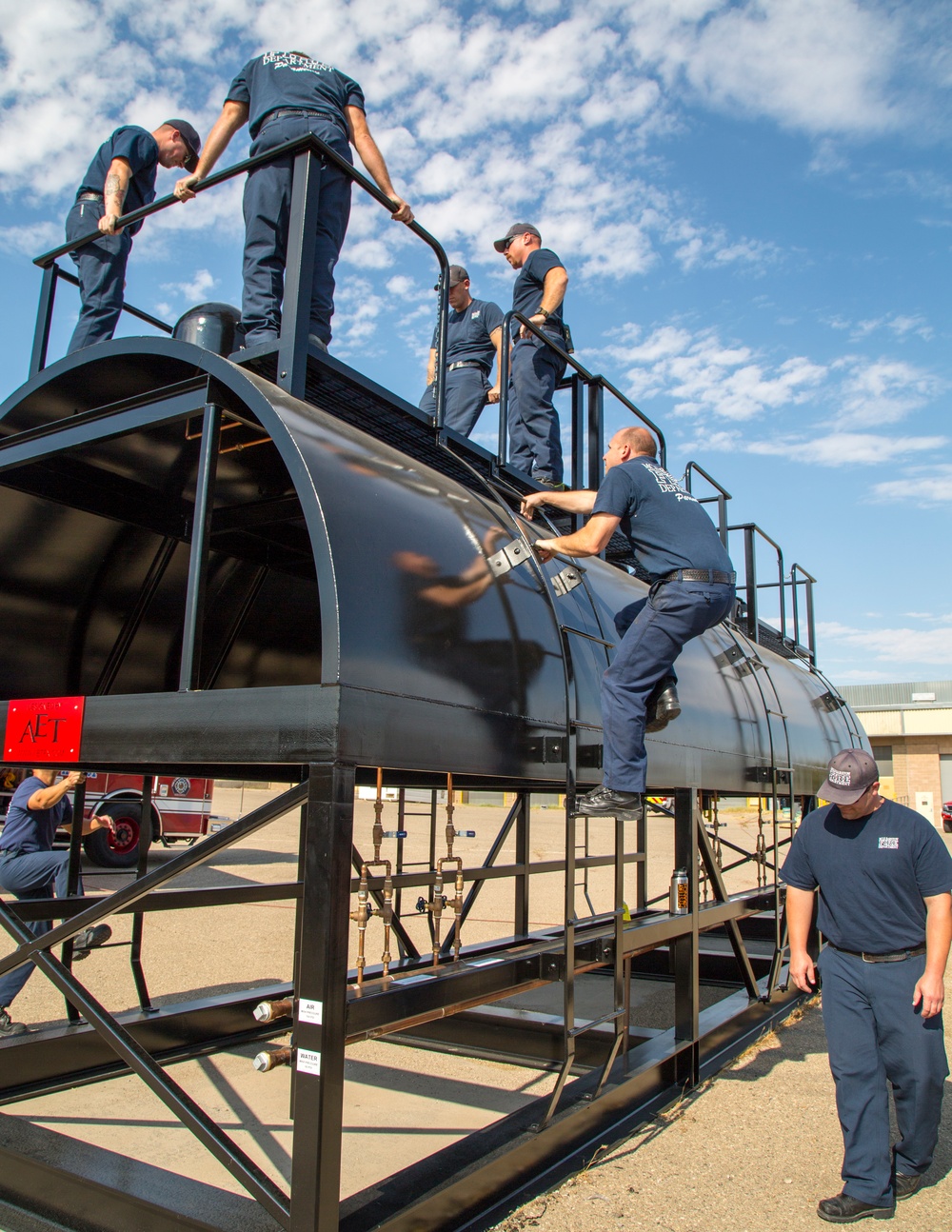 MCLB Barstow Fire train with new three-domed railcar simulator