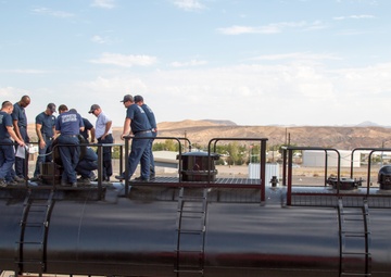 MCLB Barstow Fire train with new three-domed railcar simulator