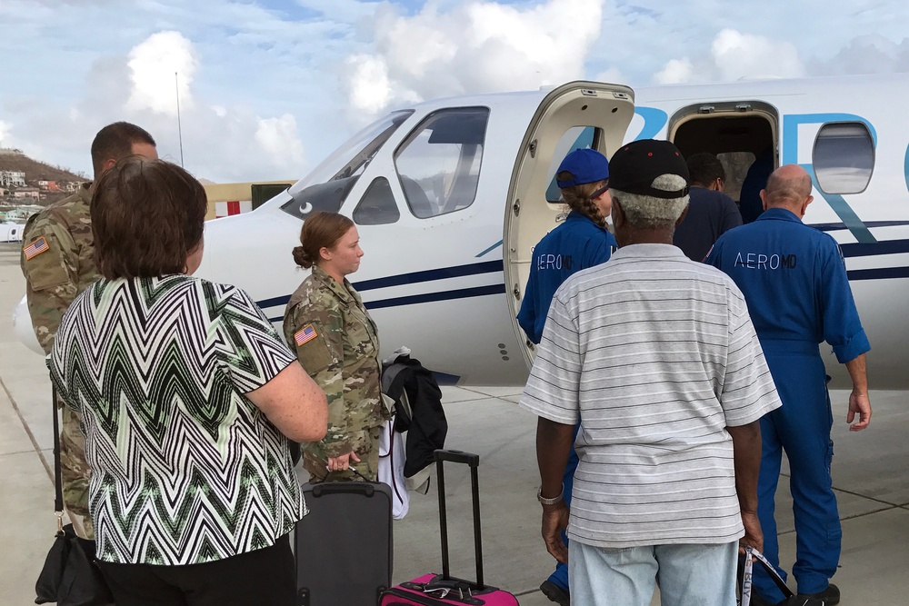 Patient transport, evacuation from Saint Thomas