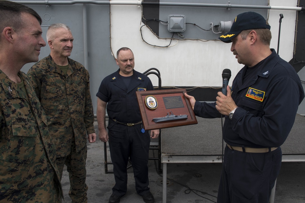 31st MEU all-hands call aboard USS Bonhomme Richard (LHD 6)