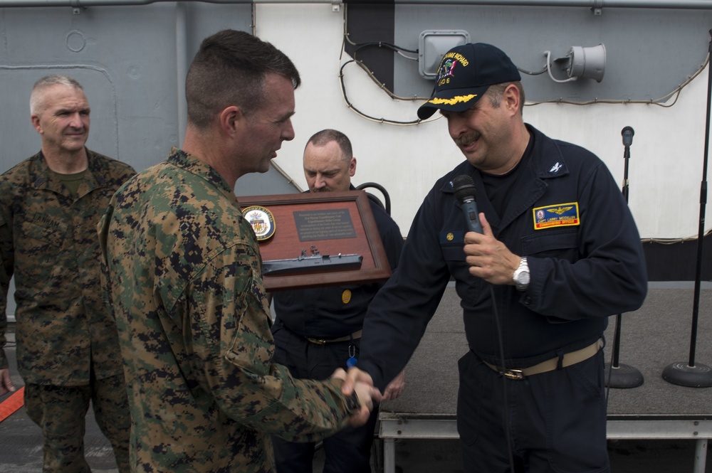 31st MEU all-hands call aboard USS Bonhomme Richard (LHD 6)