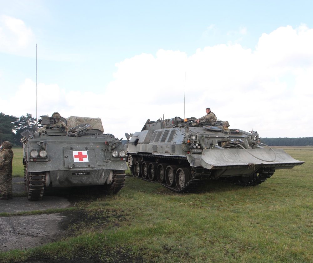 Support Vehicles of the Royal Wessex Yeomanry participate a non-shooting training exercise at Sennelager Training Area, Germany