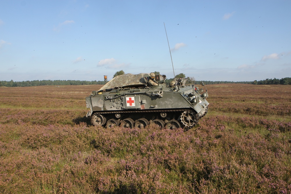 Support Vehicles and Tanks of the Royal Wessex Yeomanry Conduct a Non-Shooting Training Exercise at Sennelager Training Area, Germany