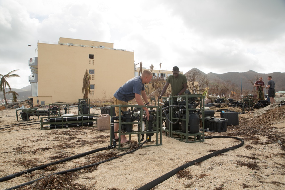 U.S. service members make potable water for St. Martin after Hurricane Irma