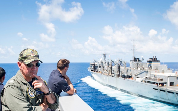 USS New York performs RAS during hurricane relief efforts