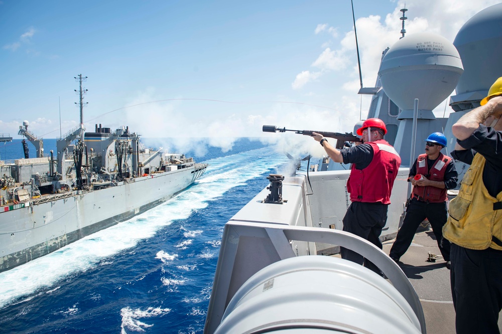 USS New York performs RAS during hurricane relief efforts