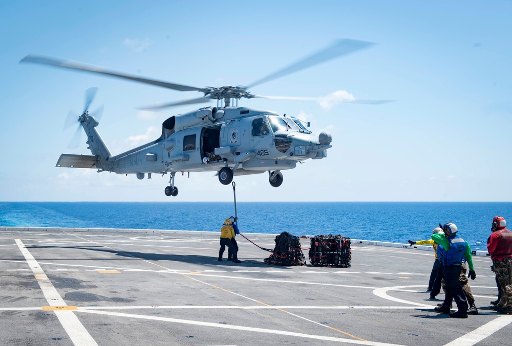 USS New York performs RAS during hurricane relief efforts