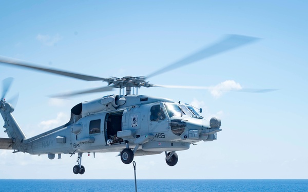 USS New York performs RAS during hurricane relief efforts