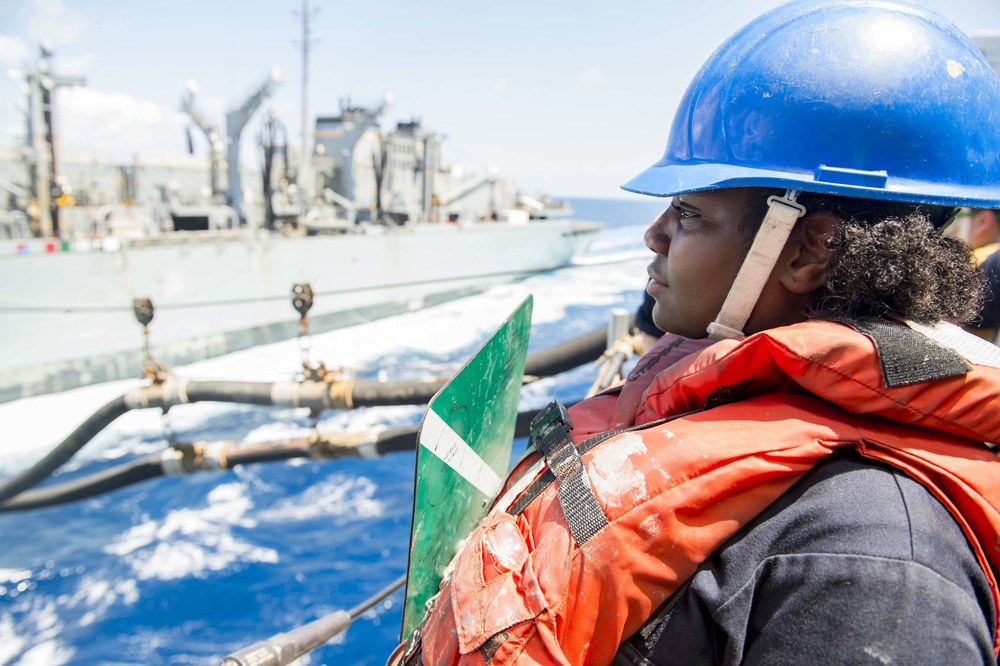 USS New York performs RAS during hurricane relief efforts