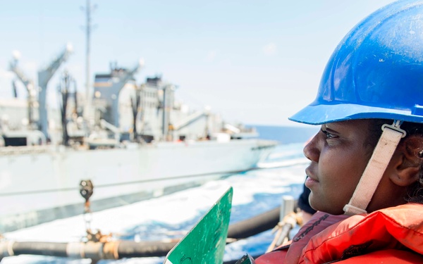 USS New York performs RAS during hurricane relief efforts