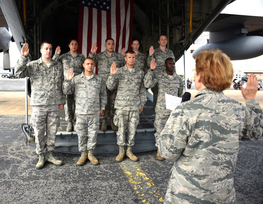 Eight Delaware Air National Guard members honored during reenlistment ceremony