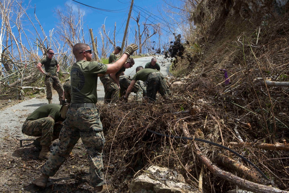 U.S. Marines, Sailors with the 26th MEU conduct relief work on Saint John