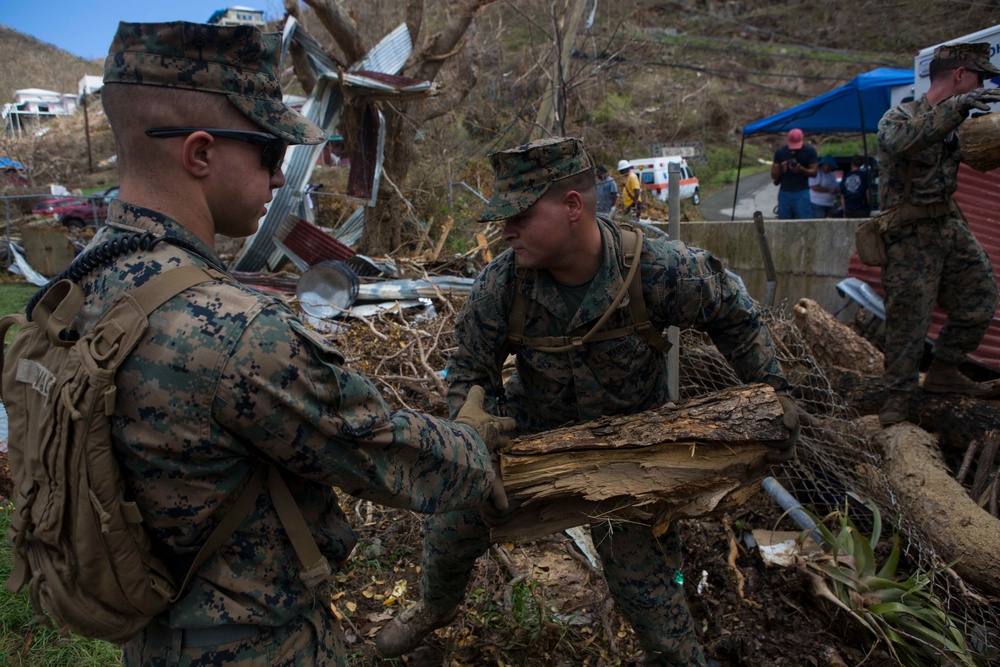 U.S. Marines, Sailors with the 26th MEU conduct relief work on Saint John