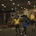 Sailors and Marines on USS iwo Jima (LHD 7) Play 3-on-3 Basketball