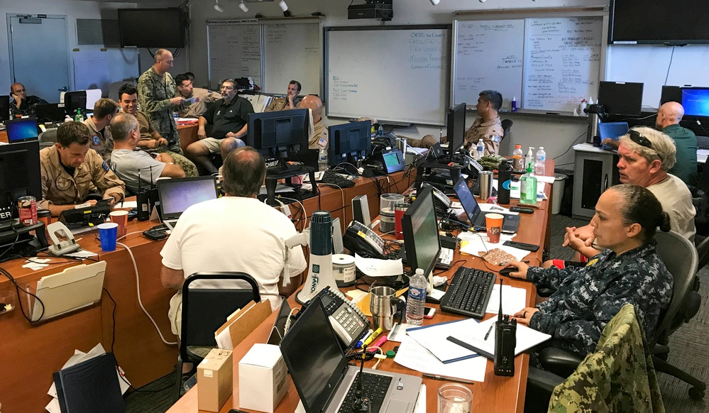 Emergency Operations Center Discuss Continued Hurricane Irma Relief Efforts at NAS Key West