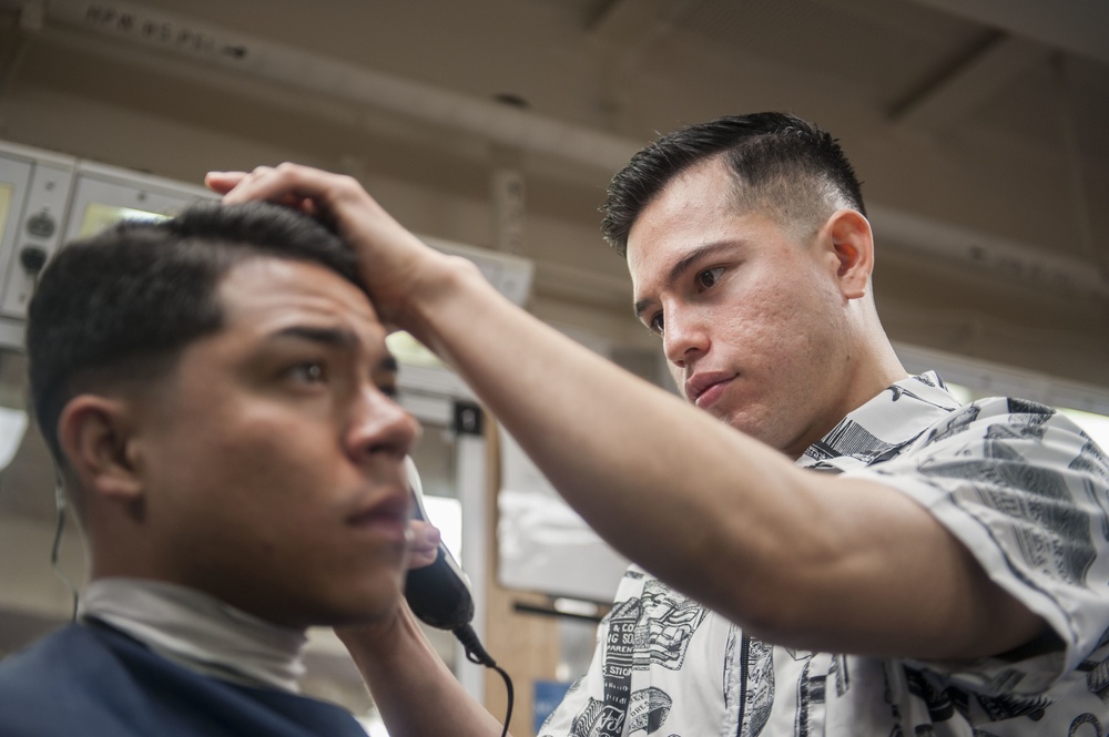 USS America Marines cut hair