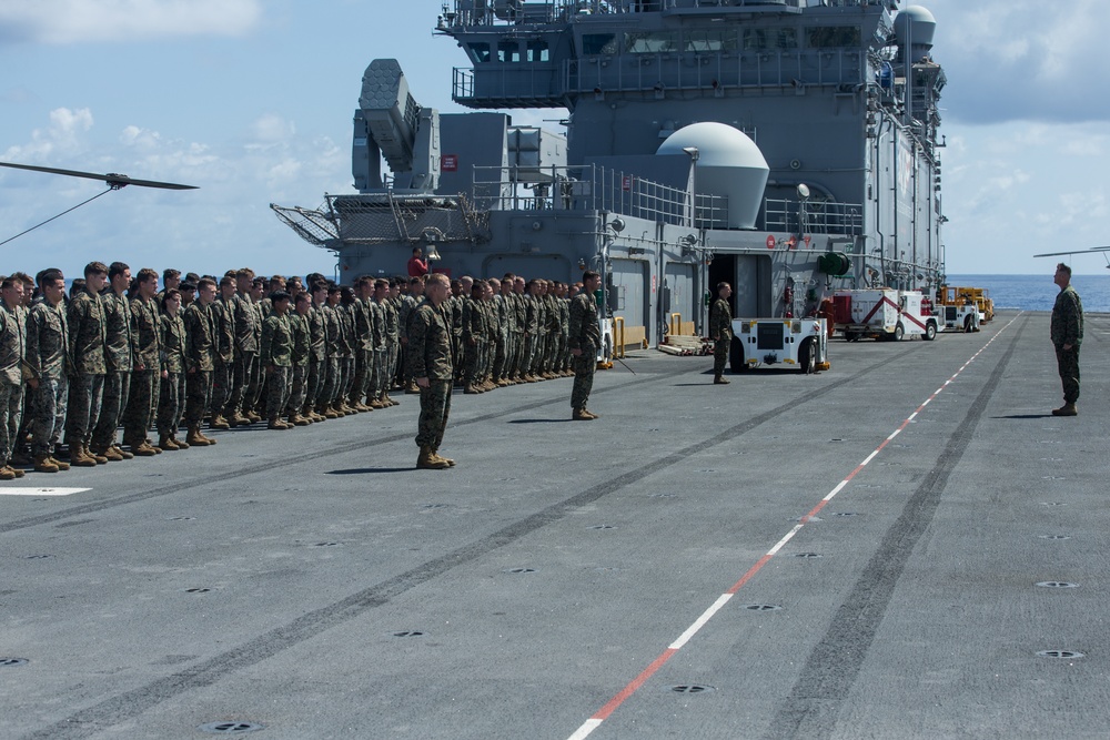 26th MEU XO holds formation post-DSCA mission