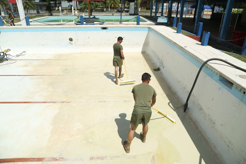 Marines Pressure Wash Swimming Pool during SPS 17