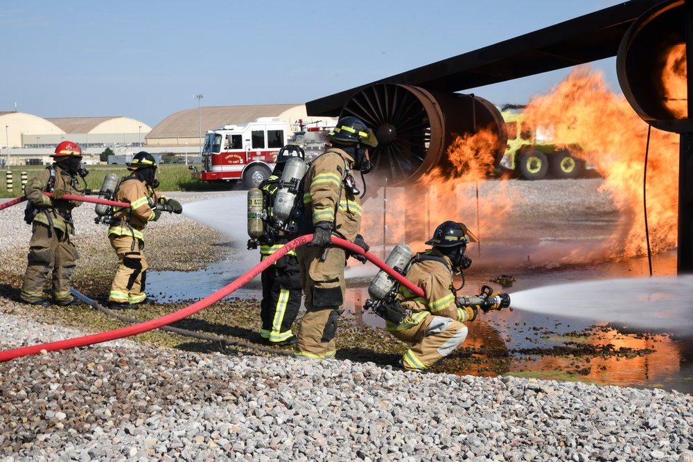 72nd Civil Engineer Squadron, fire department, conduct training at Tinker