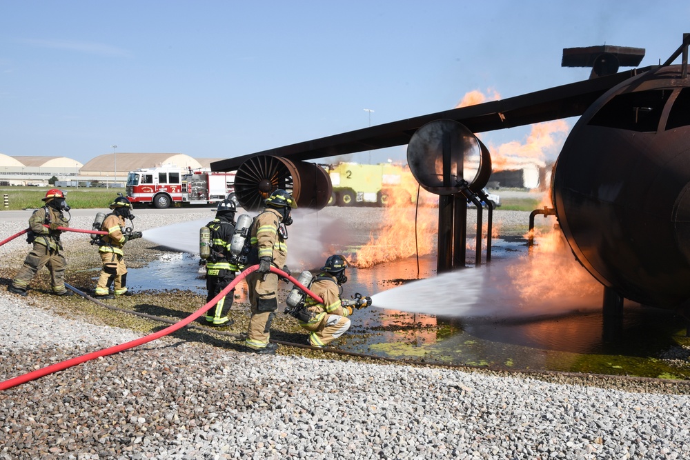 72nd Civil Engineer Squadron, fire department, conduct training at Tinker