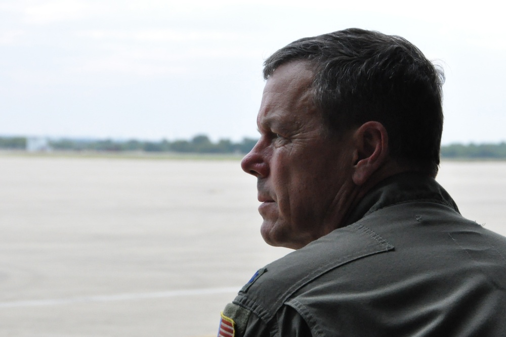 After launch at Kelly Field: activity continues at the 910th’s aerial spray ops base