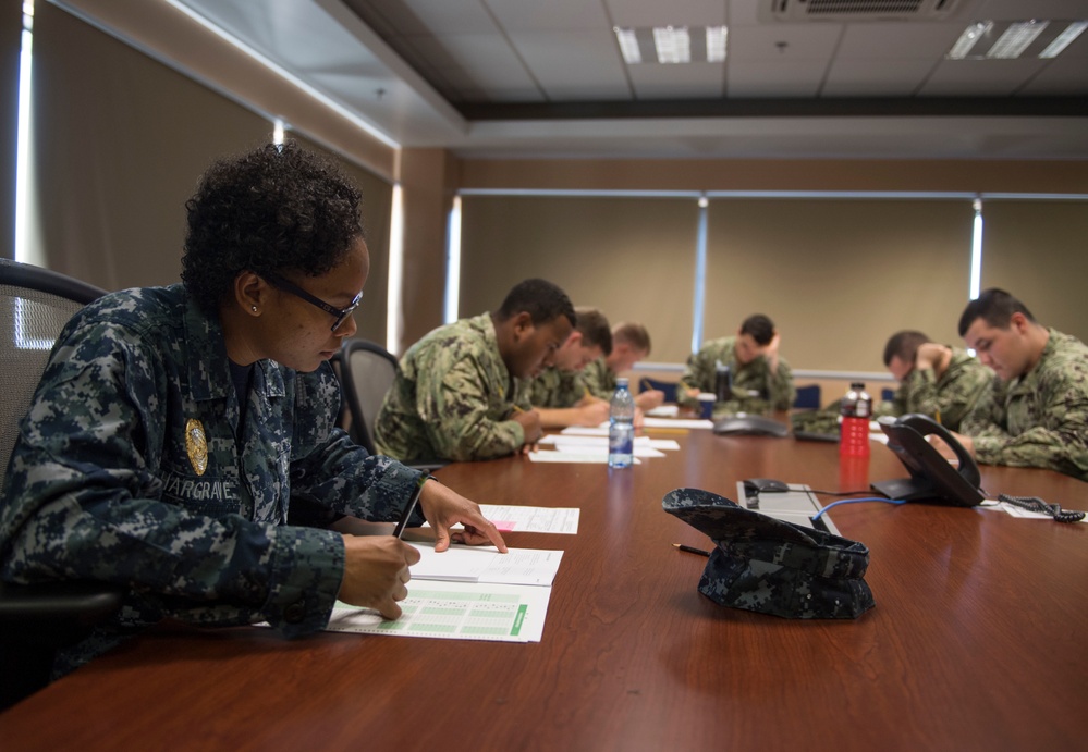 NSF Deveselu and Aegis Ashore Missile Defense System Sailors take Advancement Exam