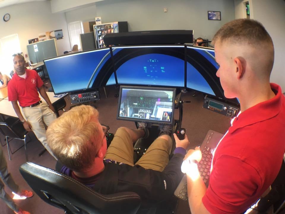 Officer Selection Team Denver displays flight simulator during MSU visit