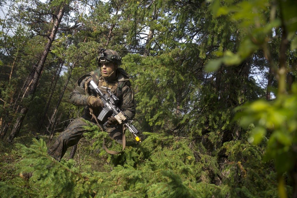 Marines participate in Exercise Aurora 17 in Sweden
