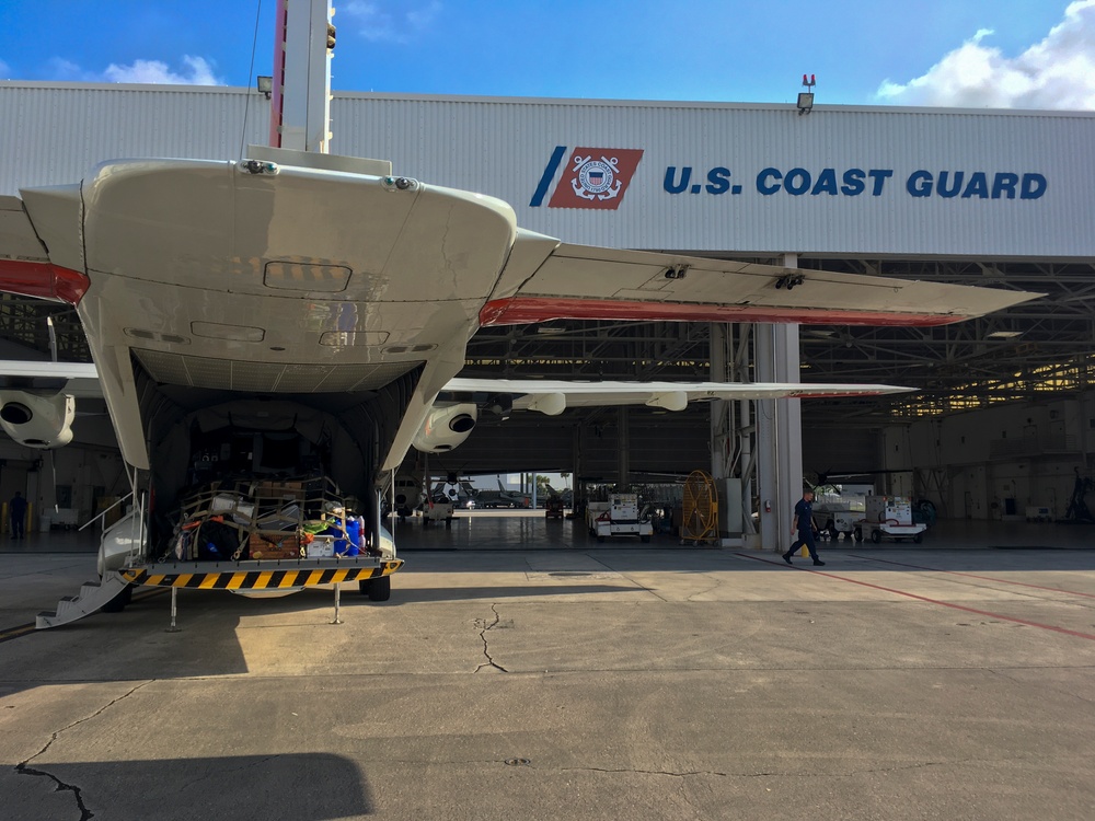 Coast Guard air station crewmembers prepare, launch for Hurricane Maria operations
