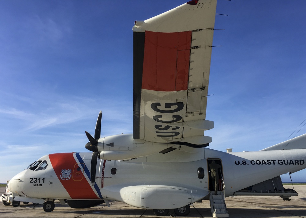 Coast Guard air station crewmembers prepare, launch for Hurricane Maria