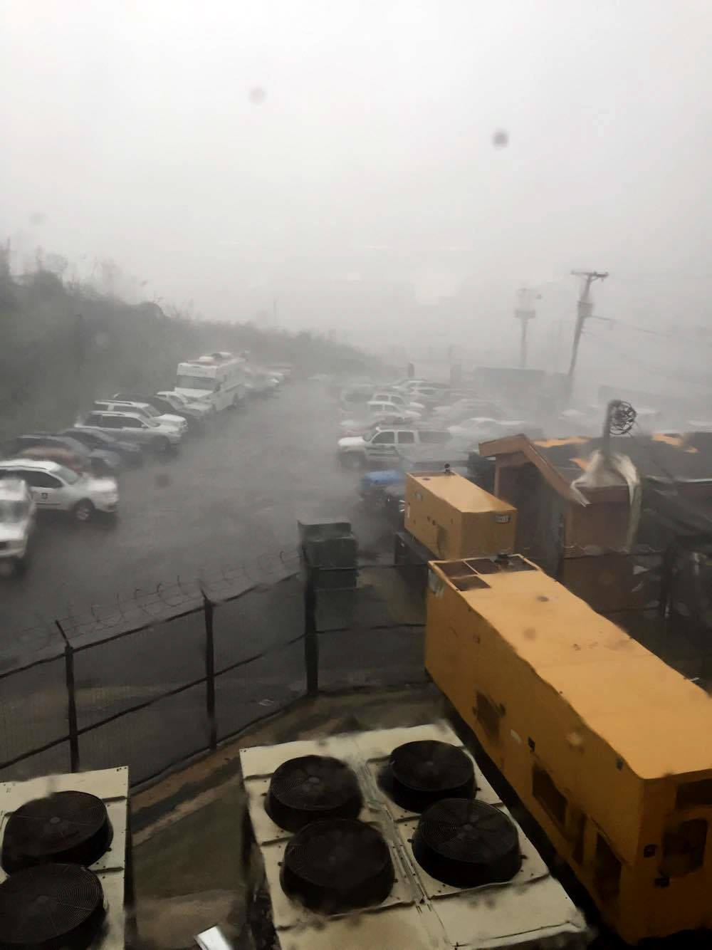 View from a window at the Virgin Islands territorial emergency management agency building in St. Thomas, U.S. Virgin Islands where the six-member team from the 269th Combat Communications Squadron, Springfield Ohio Air National Guard Base sought shelter d