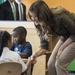 First lady greets girl