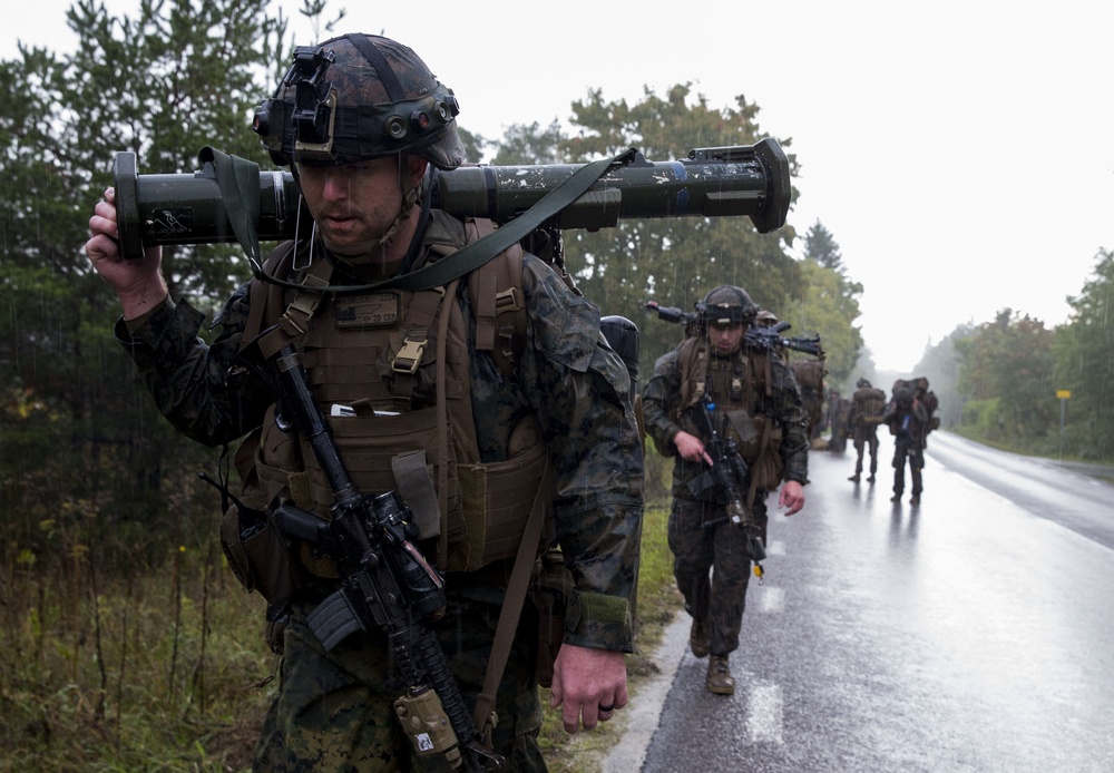 Marines participate in Exercise Aurora 17 in Sweden