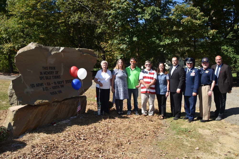 Walking track, memorial park dedicated to fallen Susquehanna County Soldier