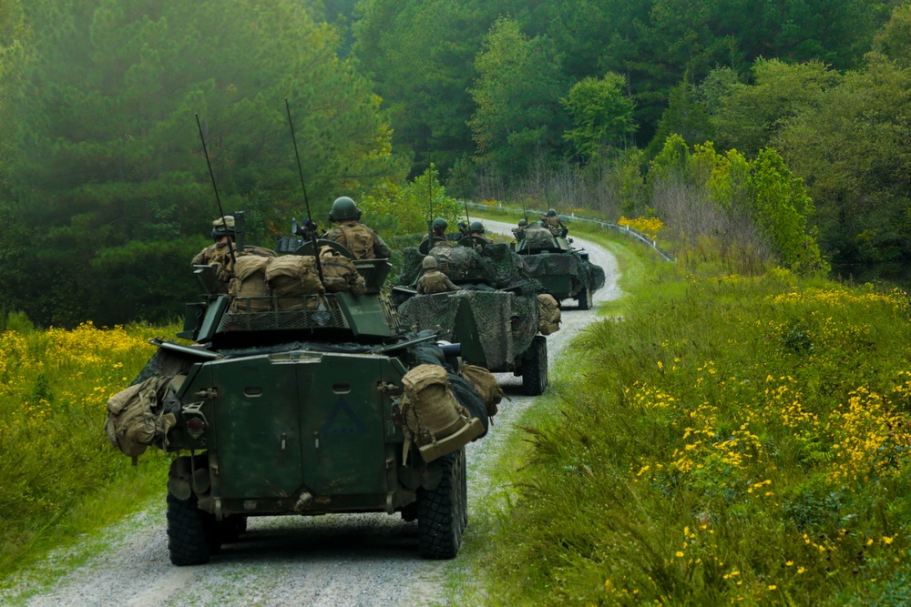 2nd LAR conducts armored reconnaissance and armored security operations at Fort Pickett