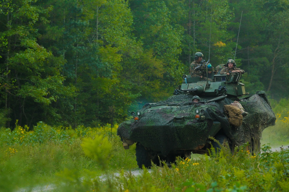 2nd LAR conducts armored reconnaissance and armored security operations at Fort Pickett