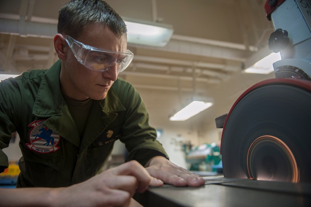 USS America Marine fabricates parts