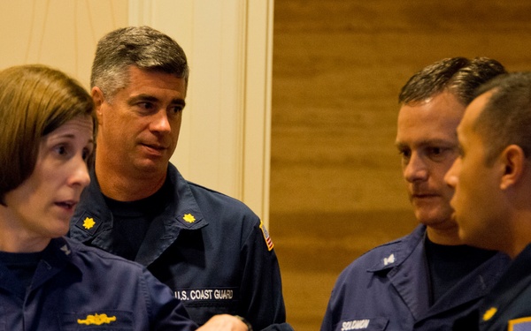 Coast Guard sector commander visits Incident Command Post for ESF 10 Florida