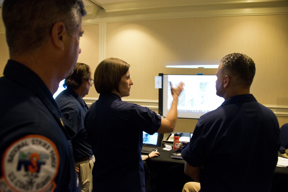 Coast Guard sector commander visits Incident Command Post for ESF 10 Florida
