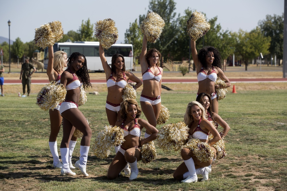Washington Redskins Cheerleaders and Players visit with SPMAGTF-CR-AF Marines as Part of USO Tour