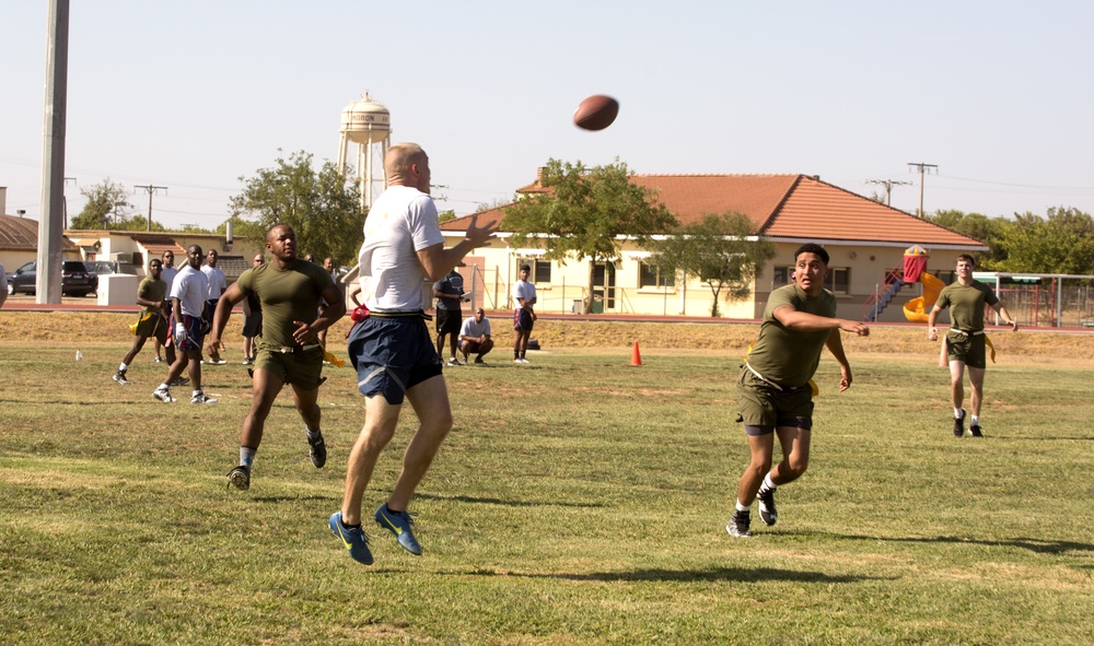 Washington Redskins Cheerleaders and Players visit with SPMAGTF-CR-AF Marines as Part of USO Tour