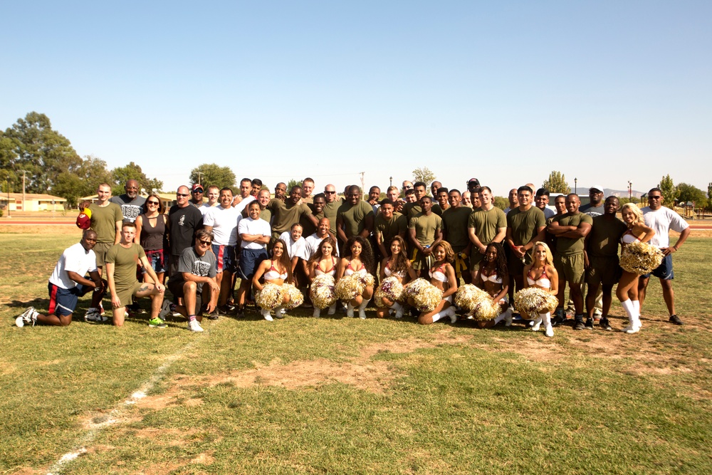 Washington Redskins Cheerleaders and Players visit with SPMAGTF-CR-AF Marines as Part of USO Tour