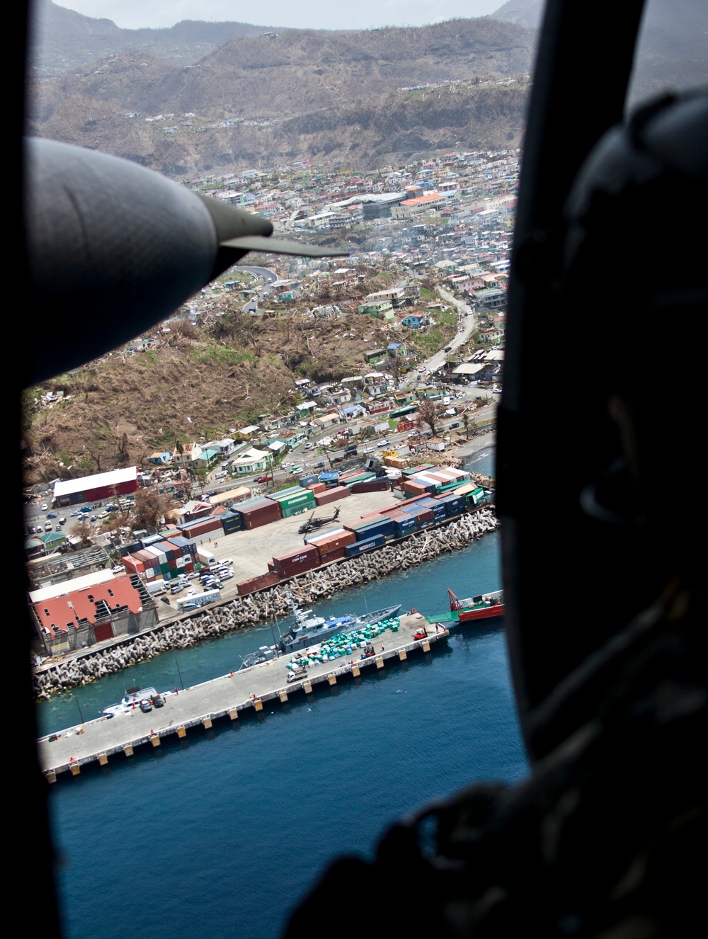 JTF - Leeward Islands Black Hawk helicopters transport relief personnel to Dominica