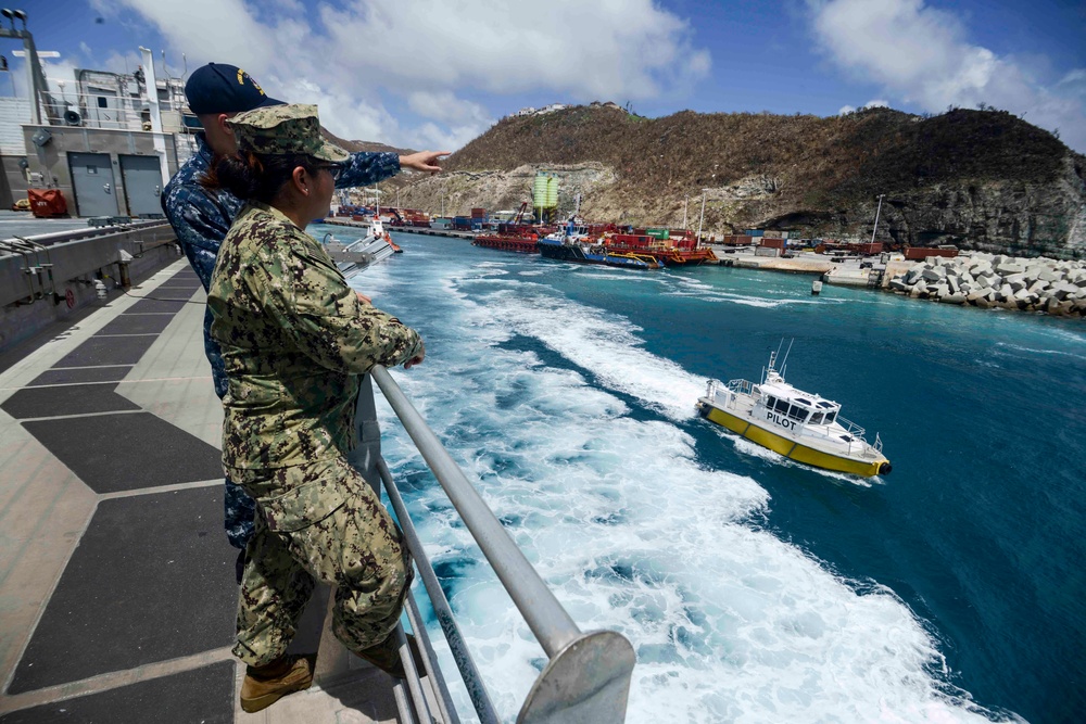 USNS Spearhead Departs Sint Maarten following Hurricane Irma Relief Support