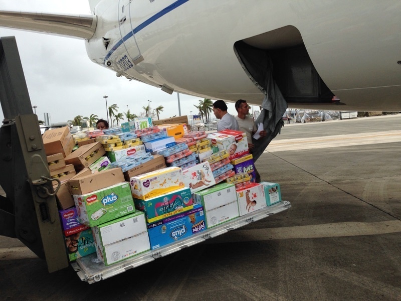 Off loading supplies at San Juan Airport