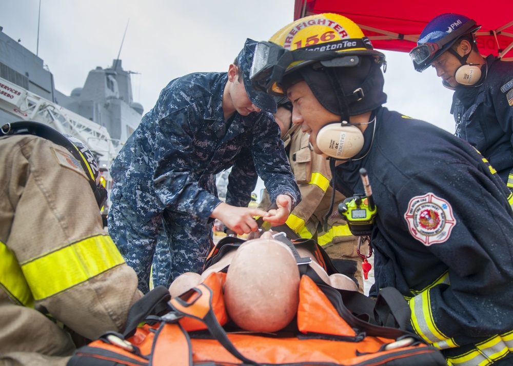 CNFJ shipboard fire drill