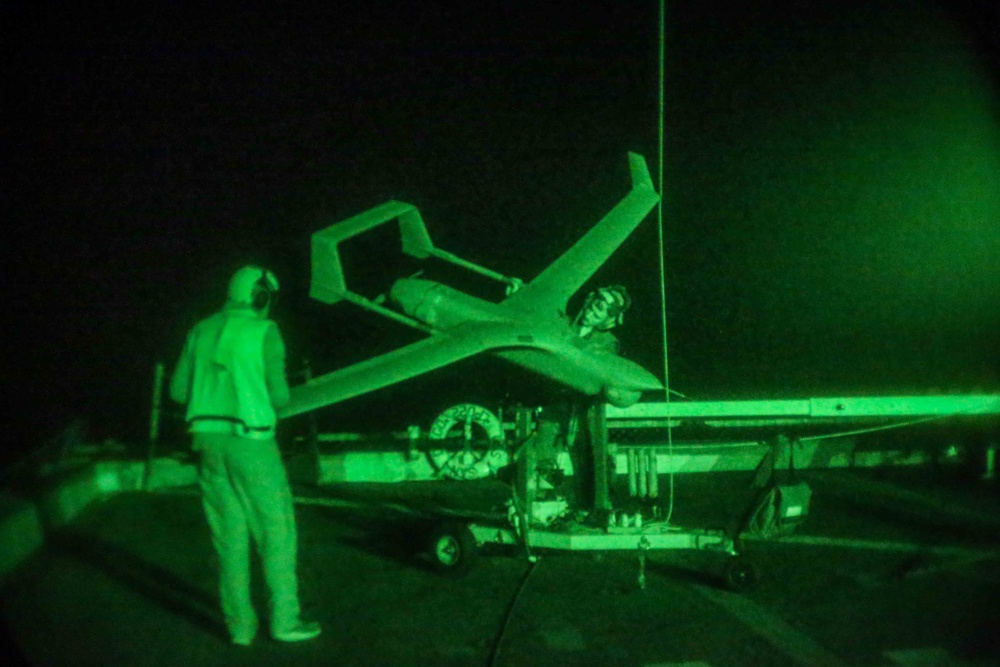 RQ-21 Black Jack takes flight off USS San Diego (LPD-22)