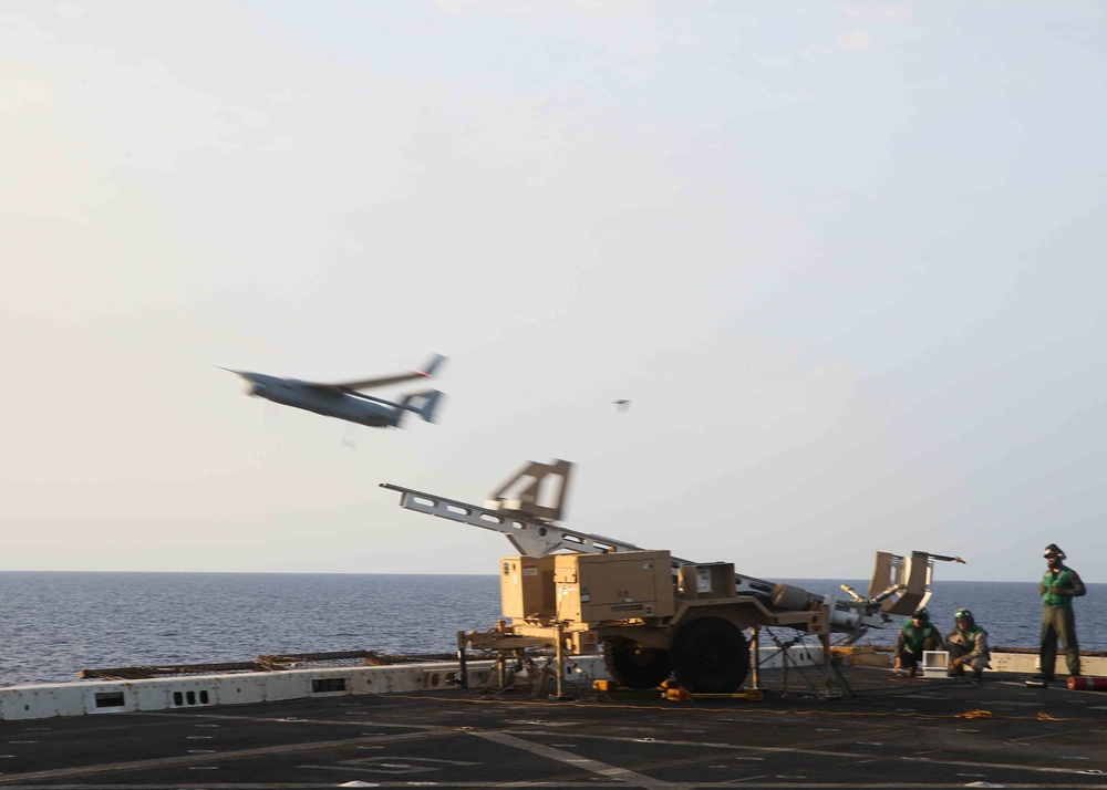 RQ-21 Black Jack takes flight off USS San Diego (LPD-22)