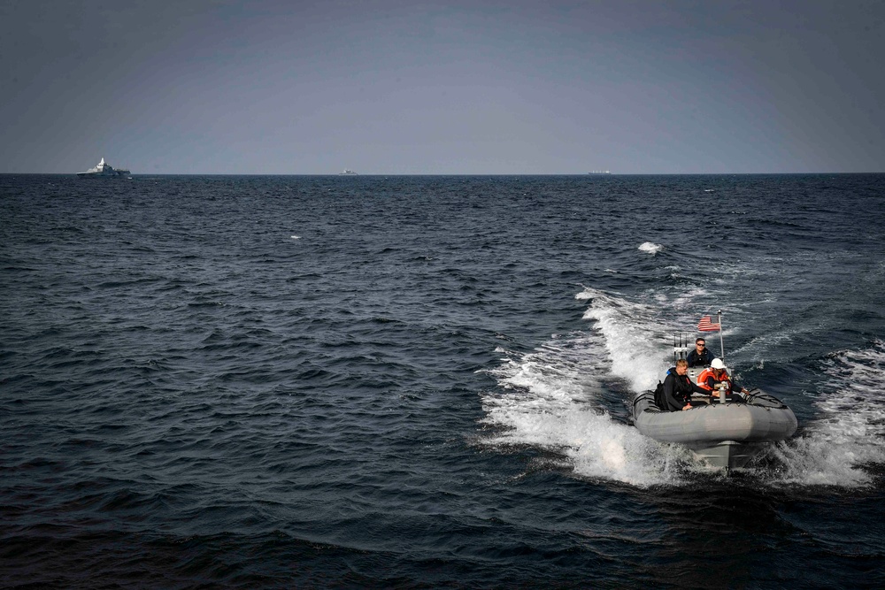 Rigid hull inflatable boat from USS Oscar Austin.